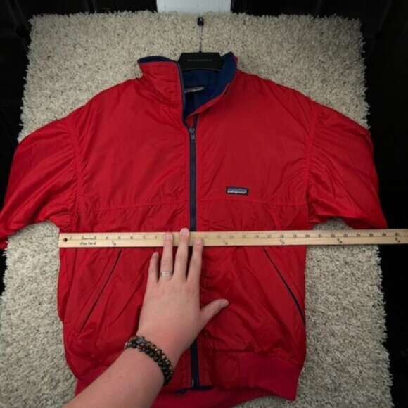 Patagonia Men's Full Zip Windbreaker Rain Jacket Red Medium Pockets w Logo Adult - Picture 4 of 16